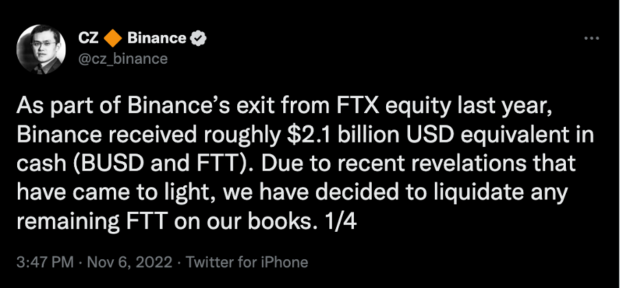 Cz Binance on what was given him after his exit from FTX. 