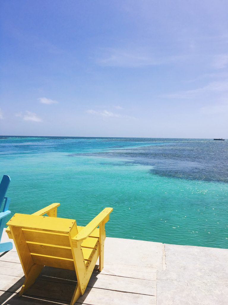 beach chair facing the ocean
