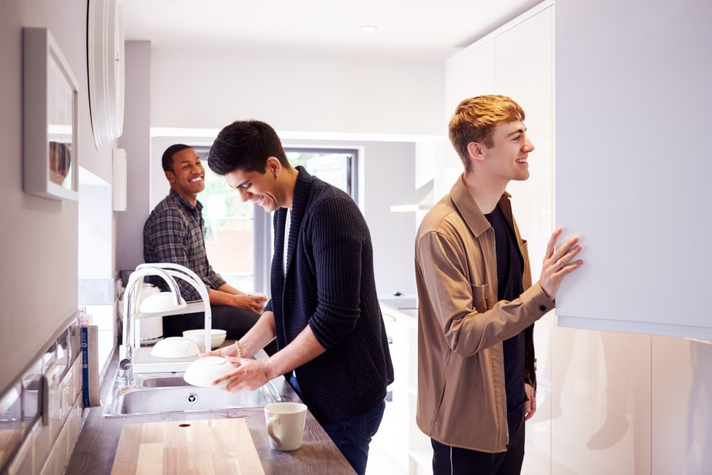 group of students in kitchen